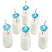 VonShef Set of 6 Retro/Vintage 10-Oz Milk Bottle Drinking Glass Set with Reusable Straws & Lids