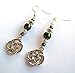 Beaded Celtic Knot Forest Green and Silver Handcrafted Dangle Earrings