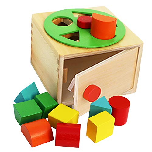 TOWO Wooden Shape Sorter Sorting Box with Latch Lock Rotating