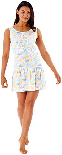 Selena Secrets Women's Rise & Shine Sleeveless Cotton Jersey 85cm Skirted Nightdress