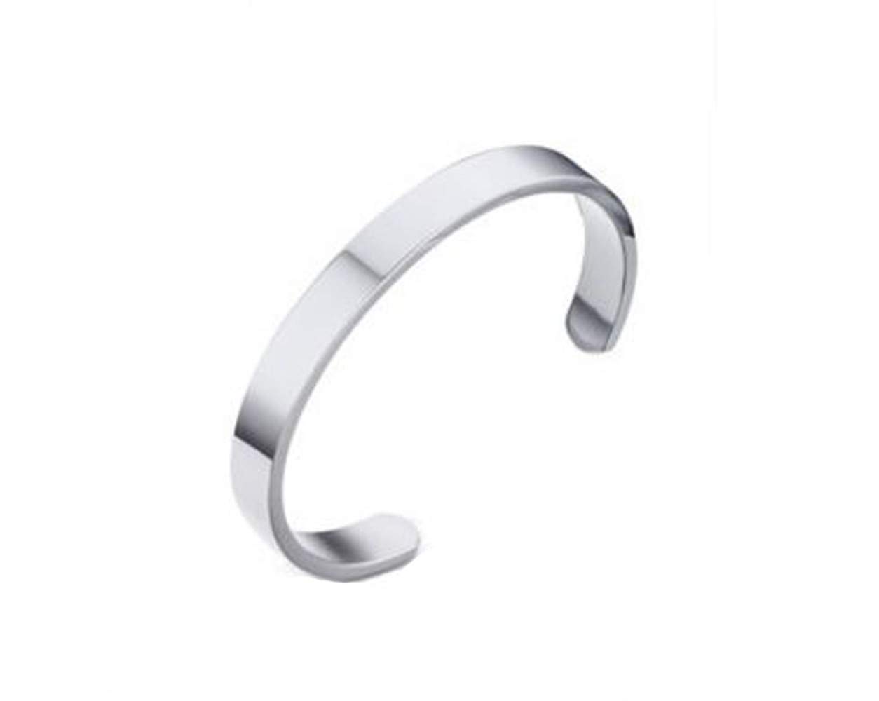 HIJONES Unisex's Stainless Steel Silver 56mm Bangle Cuff Bracelet for Women and Men Width 6mm