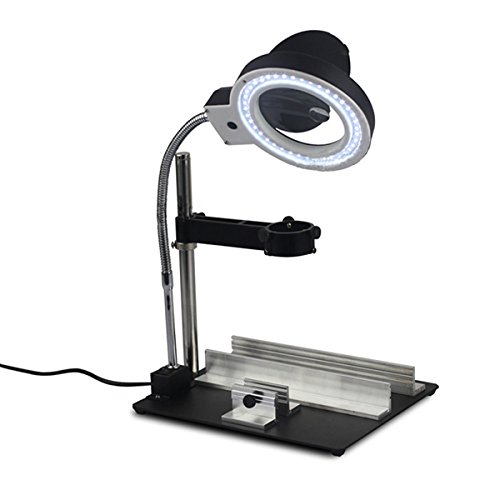 628TD 8X 40 LED Lights Illuminated Desktop Magnifier BGA Hot Air Gun Holder Fixture for PCB Repair Maintenance Platform