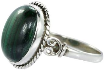 Natural Malachite Gemstone Ring - Handmade Solid 925 Sterling Silver Rings,Malachite Ring,Silver Stone Ring Size US 6, 7, 8, 9 10)