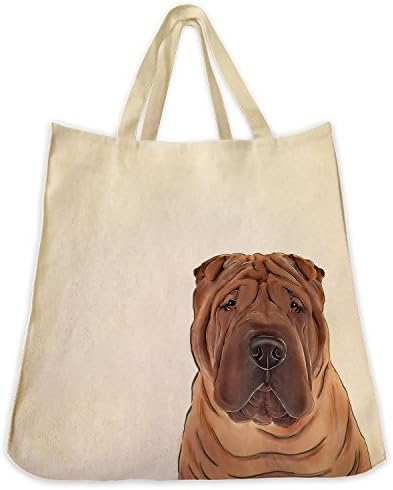 Shar Pei Tote Bags - Over 200 Different Breed and Animal Designs to Choose From - Extra Large 100% Cotton Over the Shoulder Handbags - Painted by Hand and Printed in the U.S.A.