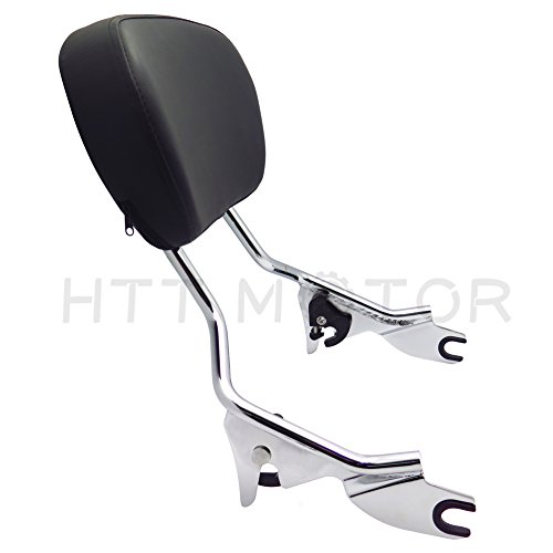 XKMT Motorcycle adjustable Chrome Backrest Sissy Bar with pad w/Skull Mounting Plate For ALL YEAR Harley Davidson Touring FLHR- Road King FLHX- Street Glide - Thumbnail 6