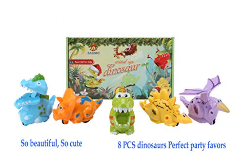 SASBSC Dinosaur Toys for 3 4 5 6 Year Olds Boys Girls Wind up Dinosaur Toys Set Party Favors for Kids 8 Packs