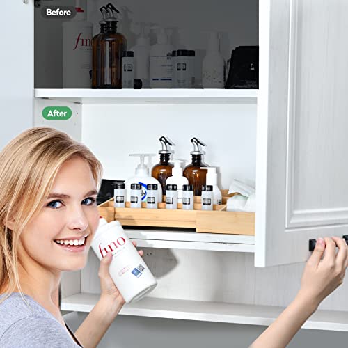 Expandbale Bamboo Countertop Organizer Bin，Counter And Pantry Organization For Kitchen, Bathroom