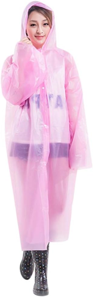 WINNNGOO Waterproof Disposable Rain Poncho for Adults, Emergency Raincoats with Drawstring Hood, Rain Coats for Outdoor Travel Adult Raincoat Transparent Protective Jacket