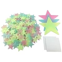 HoneyToys 204PCS 1.2" Luminous Stars Fluorescent Noctilucent Plastic Wall Stickers Decals for Home Ceiling Wall Baby Kids Bedroom (Multi-Color)