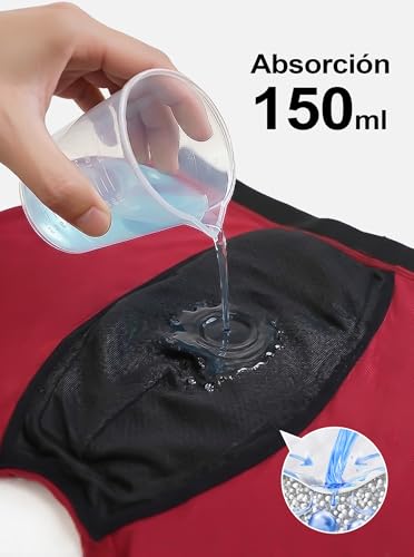 Hellomamma Calzoncillos Hombre Incontinencia Urinaria: Boxers Absorbentes de Algodón con Protección Antifugas 150 ml – Ropa Interior Reutilizable para Pérdidas de Orina Pack de 3 XL
