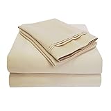 Impressions 1000 Thread Count Premium Egyptian Cotton, Queen Bed Sheet Set, Single Ply, Solid, Ivory