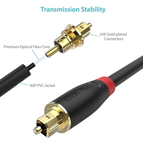 Syncwire Digital Optical Audio Cable (10 Feet) [24K GoldPlated