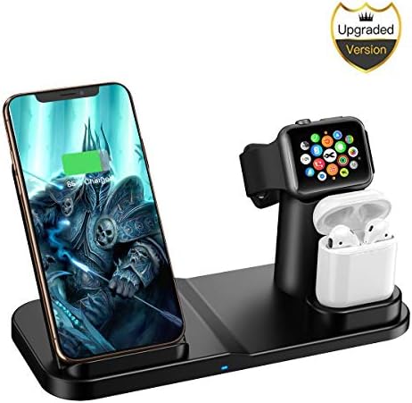 Wireless Charger, 3 in 1 10W Qi-Certified Fast Wireless Charger Stand Compatible iPhone XR/XS Max/XS/X / 8/8 Plus/Apple Watch/Airpod