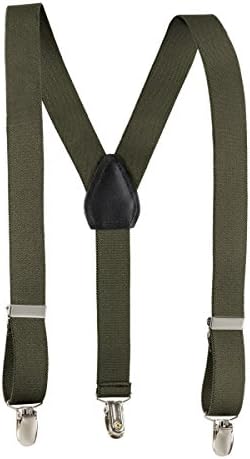 Fit Rite Kids and Baby Adjustable Elastic Solid Colors Unisex Children Suspenders (26 Inch (3yrs. - 9yrs.), Olive)