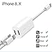 Lightning Cable Splitter,iphone Dual Charger And Headphone jack,iphone Charger Splitter,[2018UPGRADED],KXFTOP,iPhone7/8/X Adapter Splitter,Dual Lightning,iphone Dongle Splitter