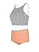 GEEK LIGHTING Bikini Set High Neck Swimsuits Women Full Coverage Stripe Bathing Suits 2 Piece Teen Swimwear,L A-Orange