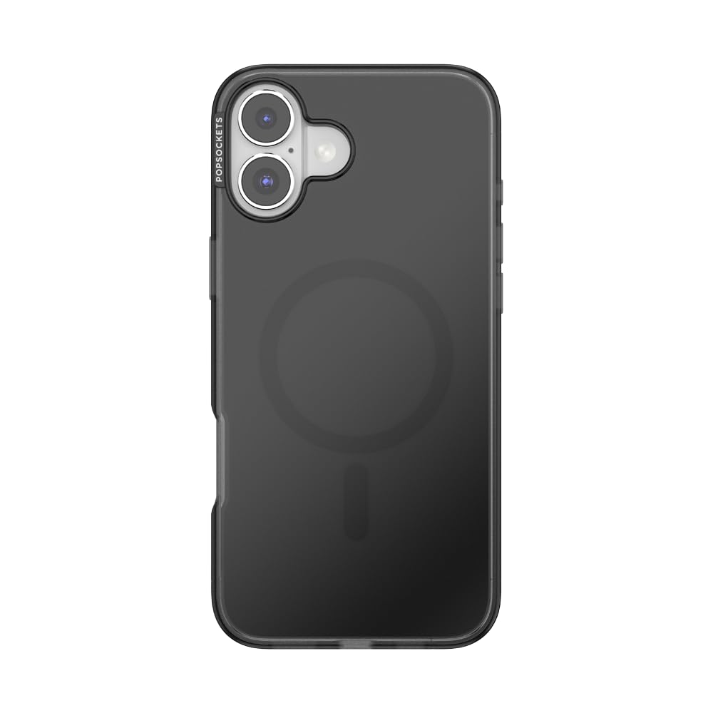 PopSockets iPhone 16 Plus Case Compatible with MagSafe, Phone Case for iPhone 16 Plus, Wireless Charging Compatible, Case Only - Black Translucent