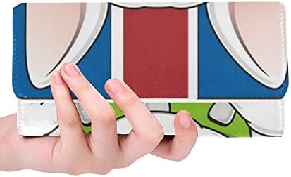 Unique Custom Muzzle White Bull Terrier On Middle Women Trifold Wallet Long Purse Credit Card Holder Case Handbag