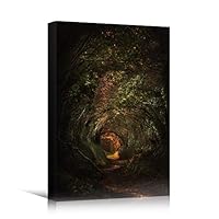 Canvas Wall Art Green Forest Dramatic Forest Landscape Living Room Multicolor Photography Rustic - 12x18 inches