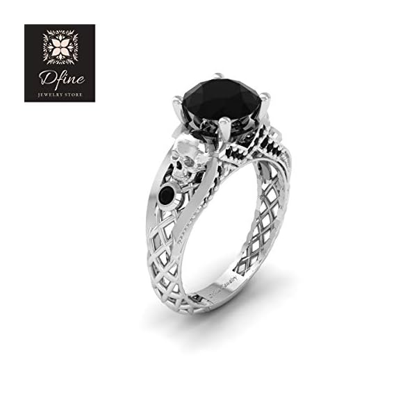 Black-Onyx-Gothic-Skull-Engagement-Ring-925-Sterling-Silver-Skull-Ring-Jewelry-Womens