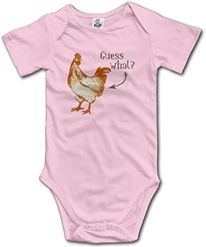 Baby 100% Cotton Short Sleeve Onesies Toddler Bodysuit Guess What Chicken Butt Jumpsuits Pink Size 6 M