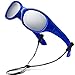 RIVBOS Rubber Kids Polarized Sunglasses With Strap Glasses Shades for Boys Girls Baby and Children Age 3-10 RBK003 （2035-Round Blue Coating）