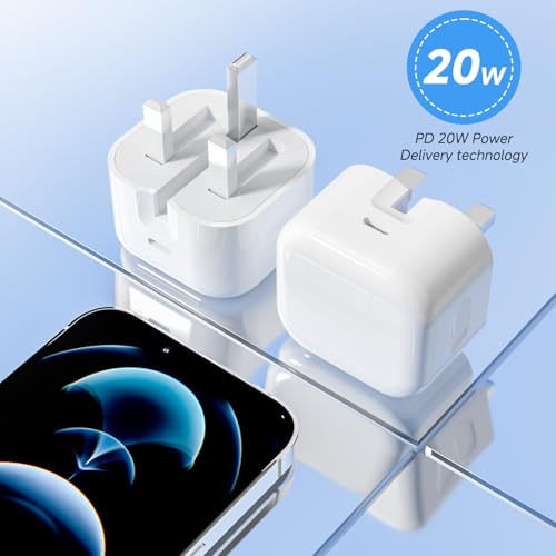 USB C Plug Fast Charge 20W,[apple MFi Certified] iPhone Charger Fast Charge for iPhone 17 16 15 14 13 11 Pro Max Plus,iPad,Samsung Type C Adapter Fast USB c Charger UK Adapte 2-Pack