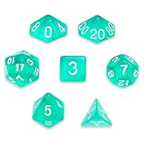 7 Die Polyhedral Dice Set - Cloud Drop (Translucent Teal) with Velvet Pouch by Wiz Dice