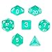 7 Die Polyhedral Dice Set - Cloud Drop (Translucent Teal) with Velvet Pouch by Wiz Dice