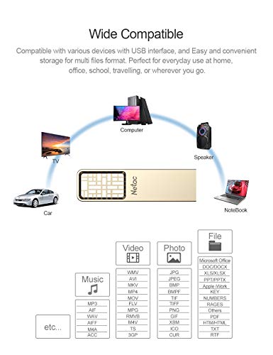 Netac 32GB USB Flash Drive, Flash Drive USB 2.0, Chinese Hollow & Knot Design Memory Stick, Flash Drive Gold Metal Housing Body - U327