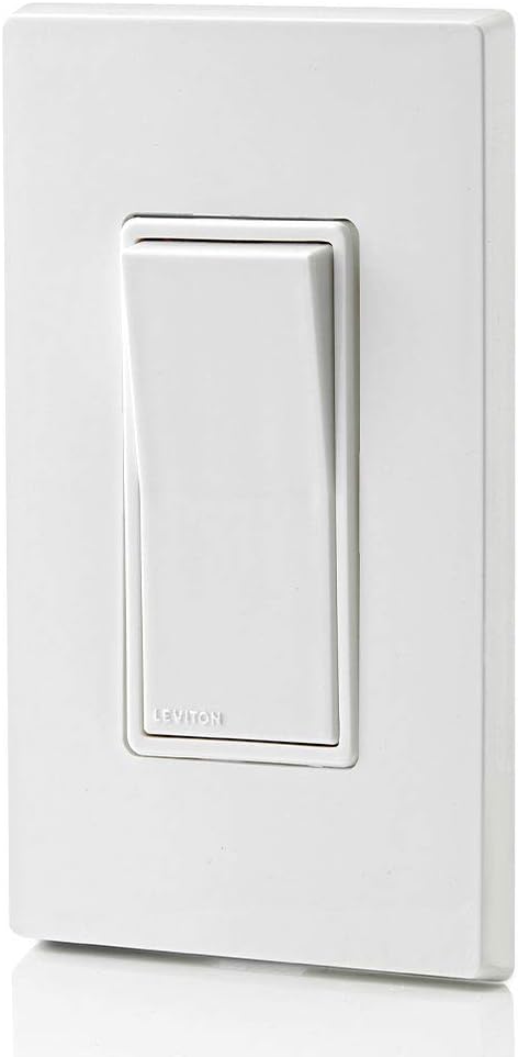 Leviton 5601-2W 15 Amp, 120/277 Volt, Decora Rocker Single-Pole AC Quiet Switch, Residential Grade, Grounding, White - Wall Light Switches - 