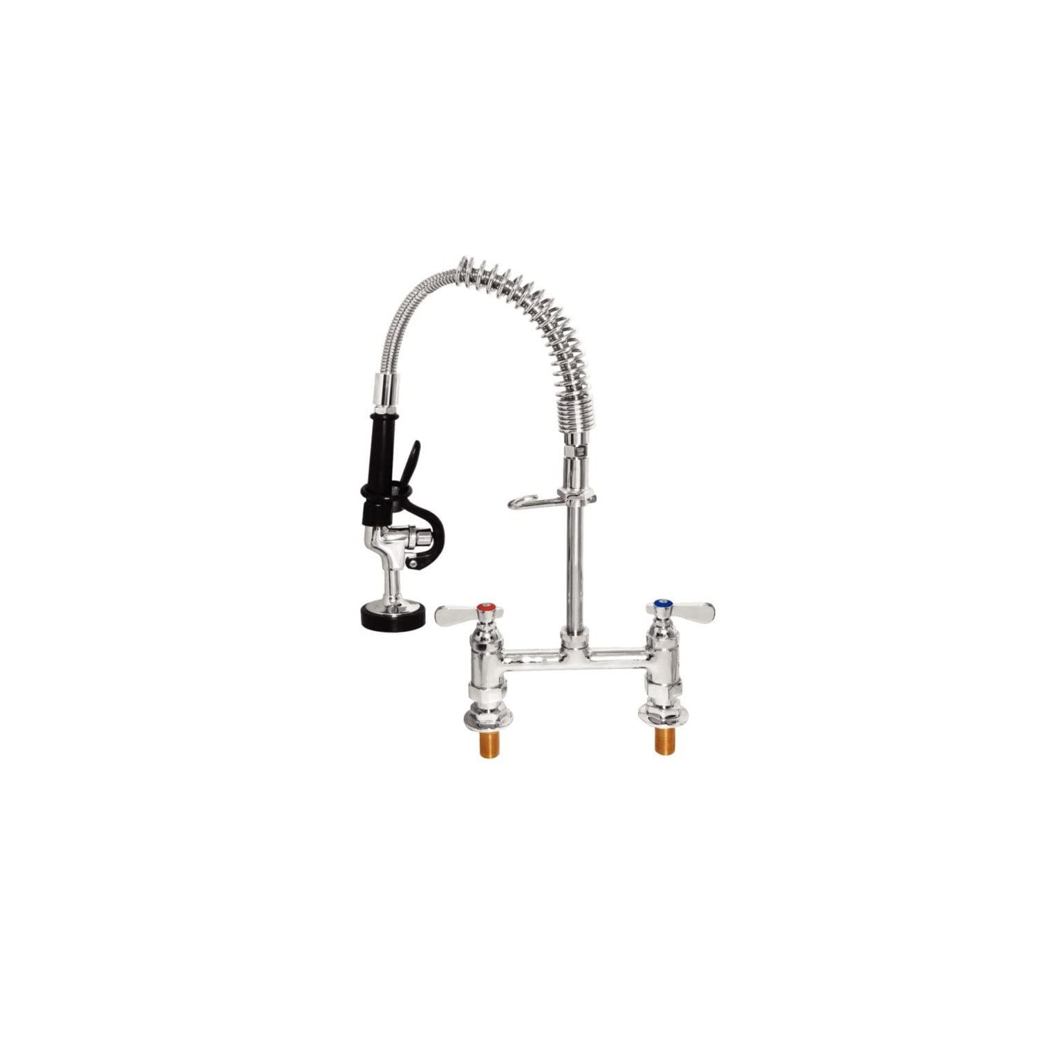 Vogue Mini Pre-Rinser Tap, Polished Stainless Steel, Twin Pedestal, 1/2 inch inlet 50 cm Flexible Hose has 90° Turn, 5 Litre/min, Min 1 bar / Max 16 bar, O/D Diameter Fitting (BODY) 29 mm, DL832