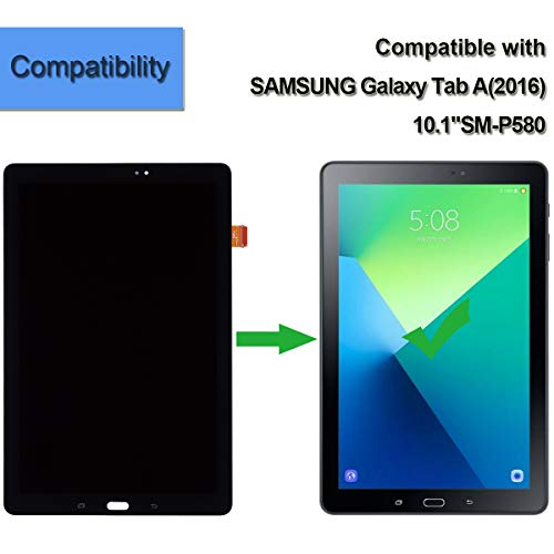 LCD Display Assembly Digitizer Compatible with Samsung Galaxy Tab A 10.1-Inch 2016 SM-P580 P580N / SM-P585 P585M P585Y P585N Display Full Complete Replacement Parts + Tools - Thumbnail 3