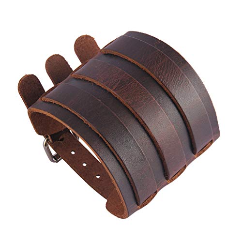 AZORA Punk Leather Cuff Bracelet Adjustable Wide Leather Belt Bracelets Arm Cuff Gothic Leather Wristbands Rock Jewelry for Men, Boy, Women - Thumbnail 6