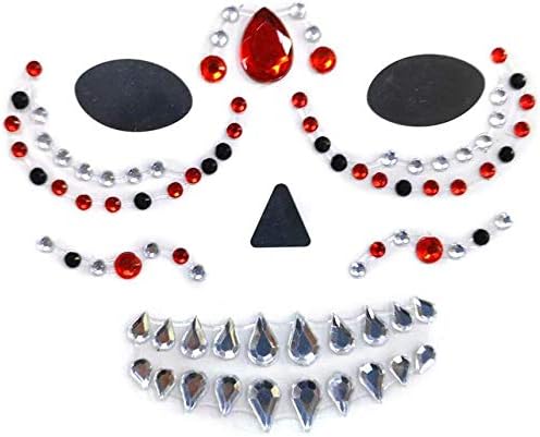Day of the Dead Face Jewels, Day of the Dead Makeup Face Stickers Gems Crystals - Image 3