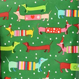 Holiday Retro Printed Kraft Wrapping Paper (Dog Santas-Christmas Space Ornaments-Pink Xmas Trees)