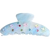 Cute Sea Word Hair Clips,Novelty Acetate Hair Clip,Big Colorful Claw Clips for Women,Blue