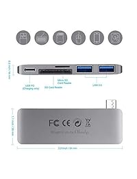 Obuolys   Adaptador multipuerto 8 en 1 USB C Hub tipo C 3.1 con 3 puertos USB 3.0, 4K HDMI, lector de tarjetas TF SD, puerto de carga PD, Gigabit Ethernet, para MacBook Macbook Pro PC tipo C