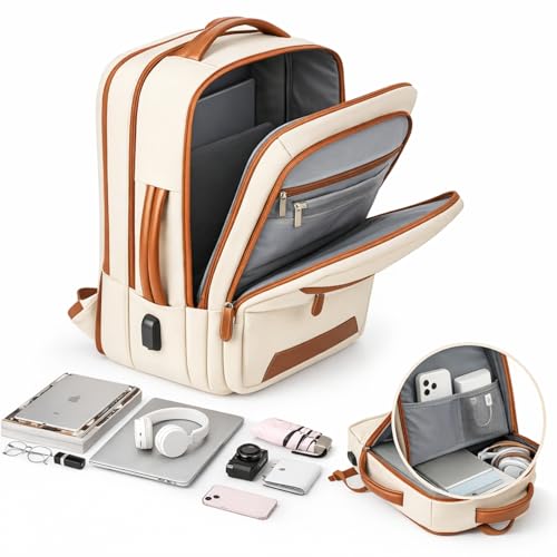 Mochila Viagem Avião Expansível Impermeável Resistente Grande Capacidade Mala de Bordo Bagagem de Mão com Saída USB Multifuncional