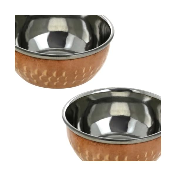2 Handmade Indian Stainless Steel and Copper Serving Bowl Set Unique Traditional Home Kitchen