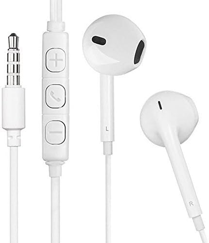3.5mm Wired Earphones, White In-Ear Stereo Headphones with Mic Headset for iPhone/Sony/Sumsung etc (White)