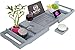 ROYAL CRAFT WOOD Luxury Bamboo Bathtub Caddy Tray with Book and Wine Holder - One or Two Person Bath and Bed Tray with Extending Sides - Free Soap Dish - (Gray) primary