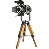 Lampe Trépied Style Projecteur Cinéma Vintage – Blanc – H38 X L22 Cm – Filaire