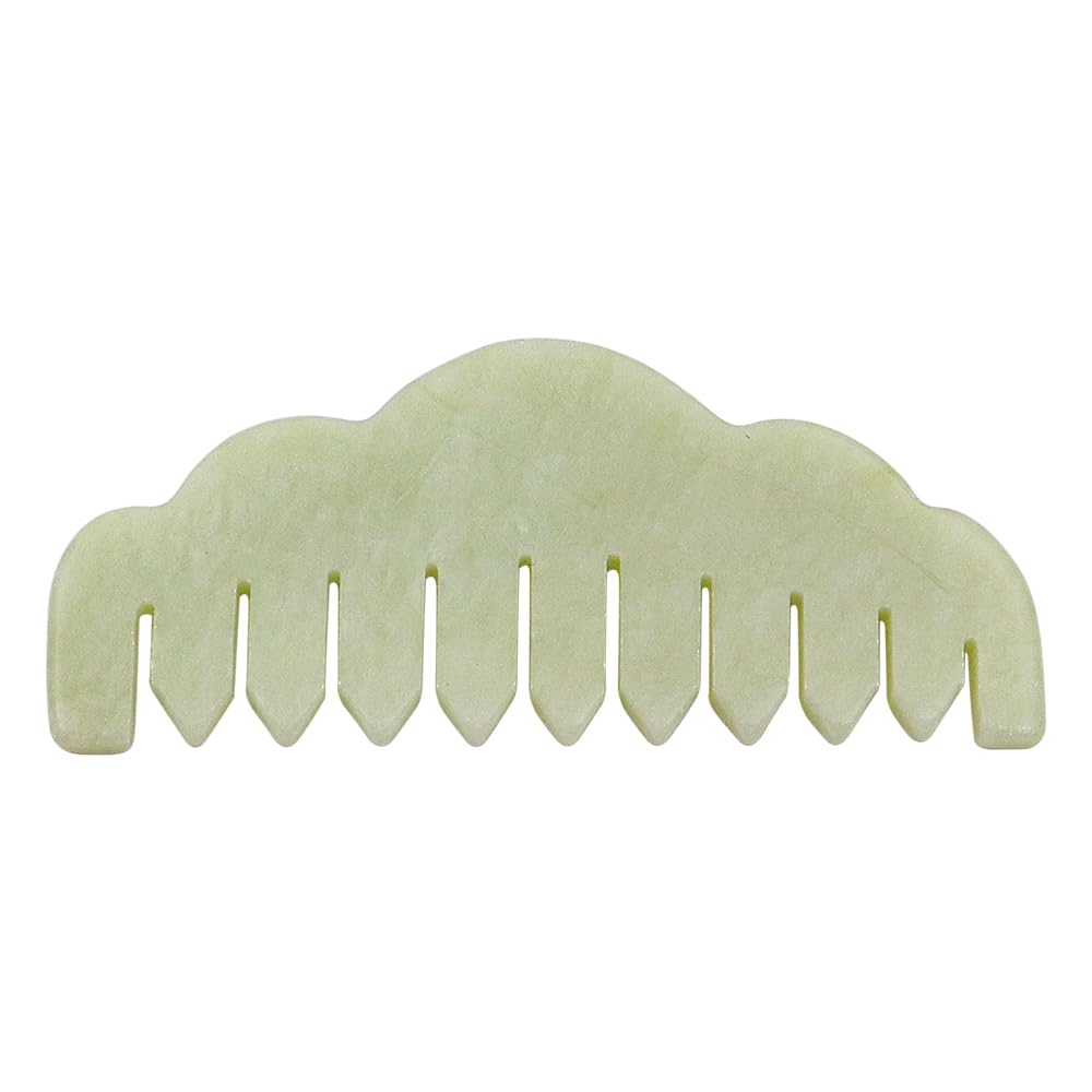 Sarini Jade-Massagekamm,Kopfhaut-Massagekamm,Meridian-Massagewerkzeug zur Kopfpflege und Entspannung (Ton Grün)