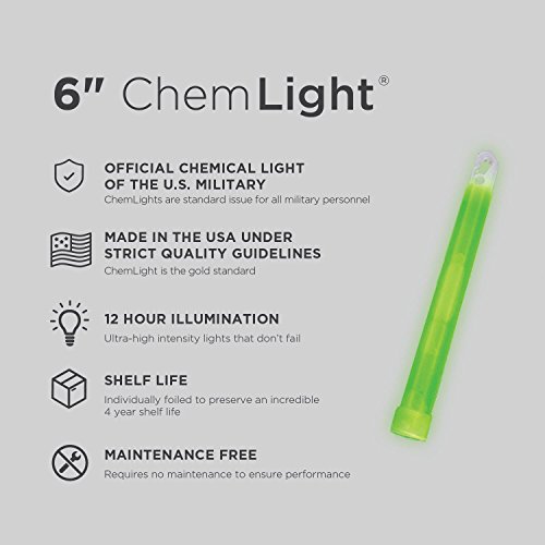 Cyalume Military Grade Green Glow Sticks Premium Bright 6” ChemLight