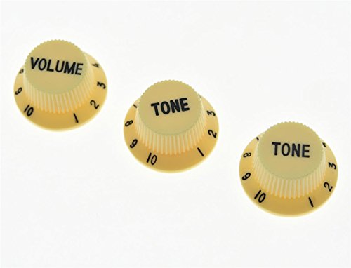 KAISH Cream with Black Letters ST/Strat Guitar Knobs Volume and Tone Knobs for Stratocaster/Strat