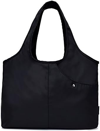 Women Large Nylon Shoulder Handbag Waterproof Travel Tote Bag Multi-function Shopping bag (Black)