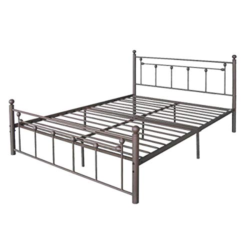 Bed Frame Full Size Metal,JULYFOX Modern Platform Bed with Headboard Footboard Metal Slats Steel Frame 800 lb Heavy Duty No Box Spring Needed 6 Legs 10.5 inch Storage Space Underneath Deluxe Bronze - Thumbnail 3