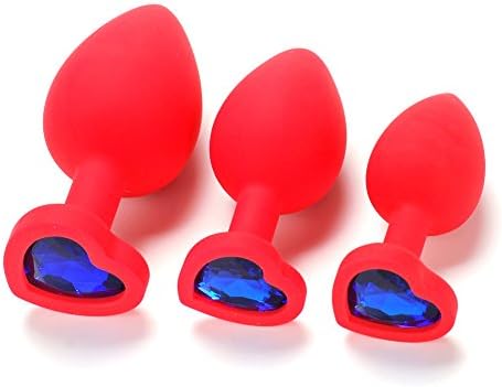 Royskie 3Pcs/Size Red Silicone A-n-a-l Bu-tt Pl-UG Base with Jewelry Birth Stone Butt-Anal-Play(Blue)