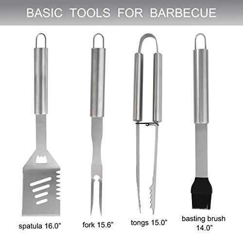 Grilljoy 20pcs BBQ Grill Tools Set, Stainless Steel Accessories in Aluminum Storage Case, Complete Outdoor Grilling Barbecue Utensils, Prefect Birthday Gift for Man